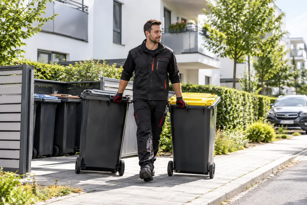 Mülltonnenbereitstellung als Teil der Hausmeisterdienste
